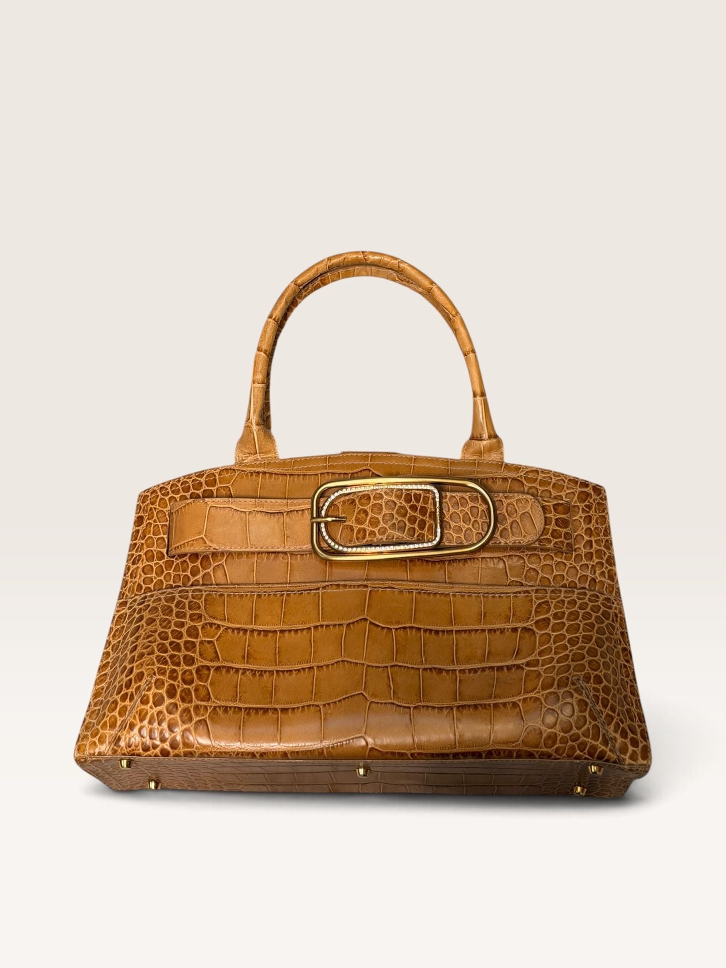 Vintage Furla Croc Embossed Leather Top Handle Bag 2