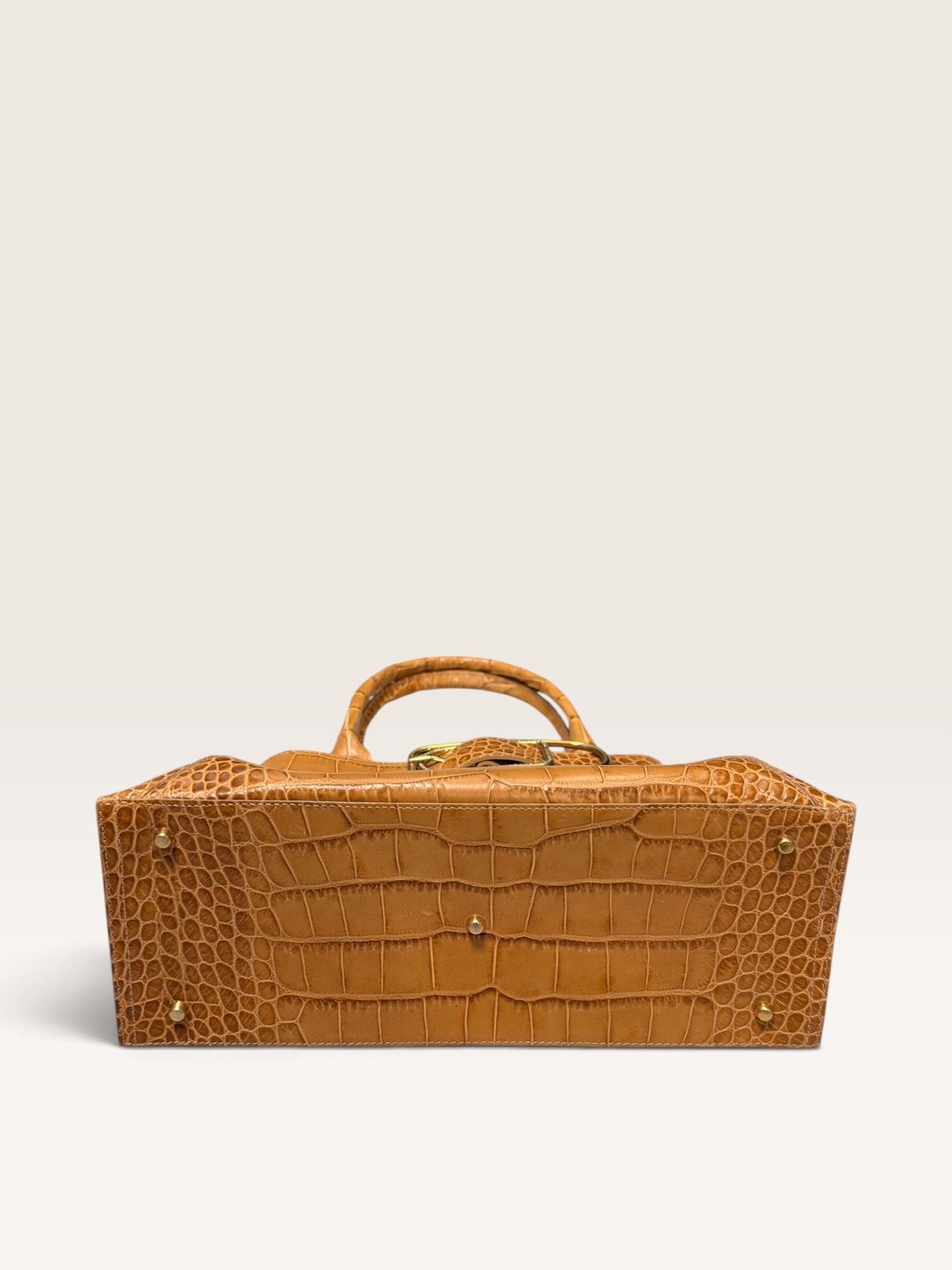 Vintage Furla Croc Embossed Leather Top Handle Bag 3