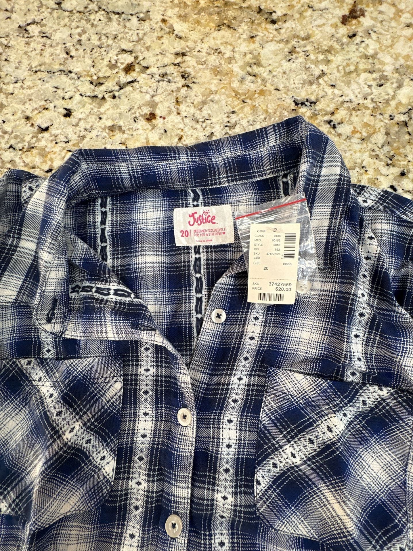 Justice flannel shirt Two Pockets-Girls 16 Western Cozy 3