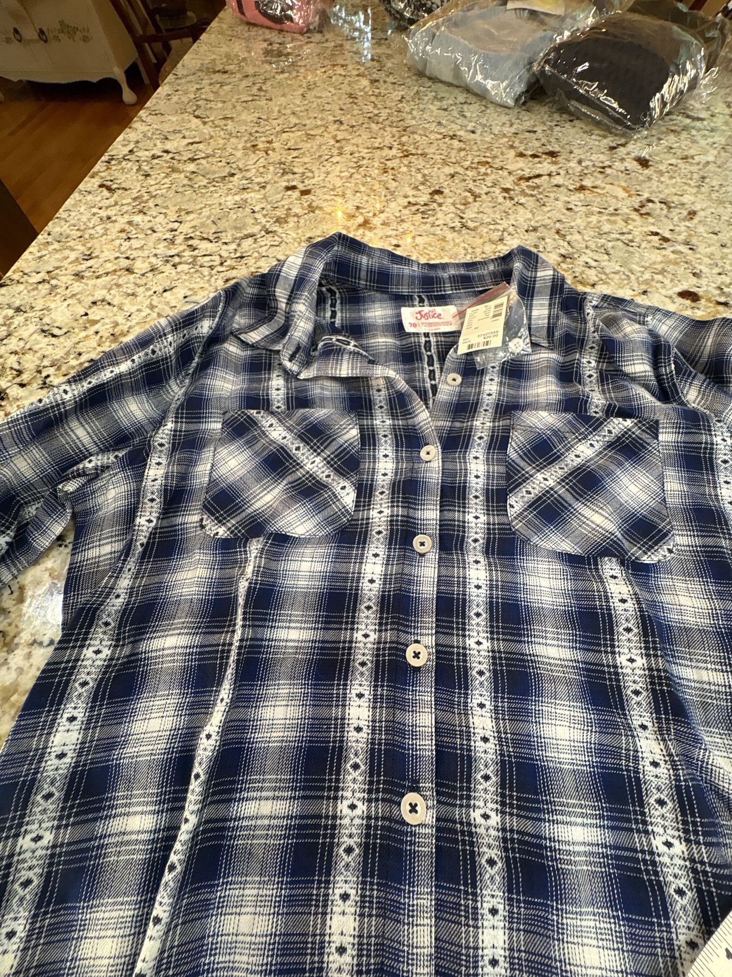 Justice flannel shirt Two Pockets-Girls 16 Western Cozy 6