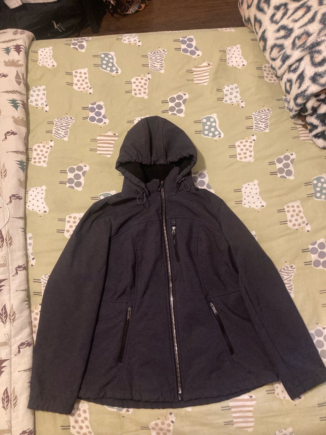 HFX Outdoors Softshell Jacket Size XL/TG Gray Hooded Fleece Lined 2