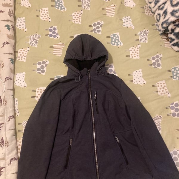HFX Outdoors Softshell Jacket Size XL/TG Gray Hooded Fleece Lined