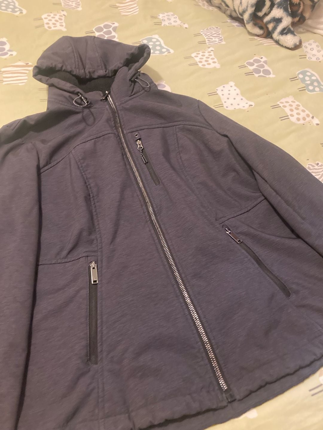 HFX Outdoors Softshell Jacket Size XL/TG Gray Hooded Fleece Lined 3