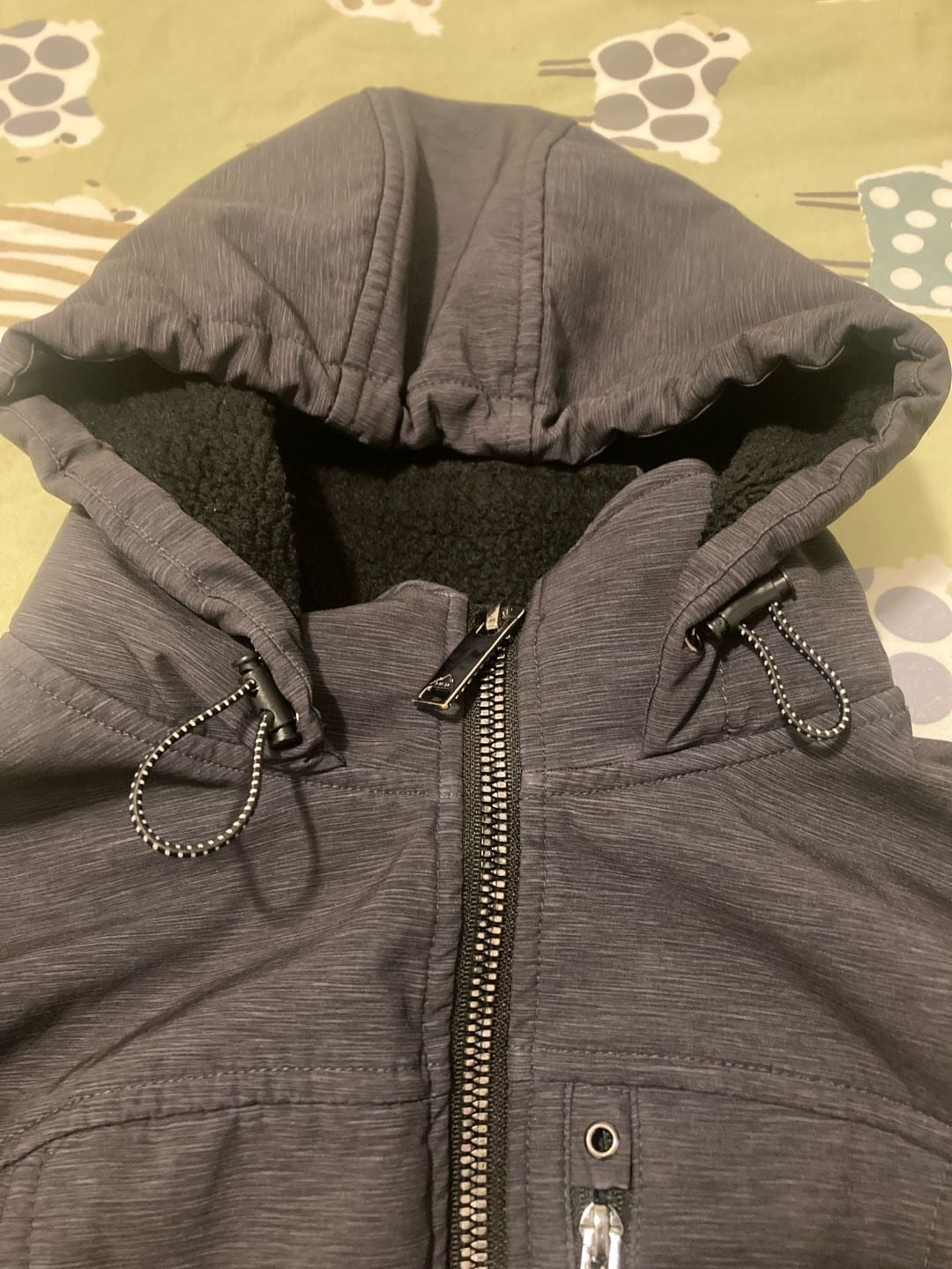 HFX Outdoors Softshell Jacket Size XL/TG Gray Hooded Fleece Lined 4
