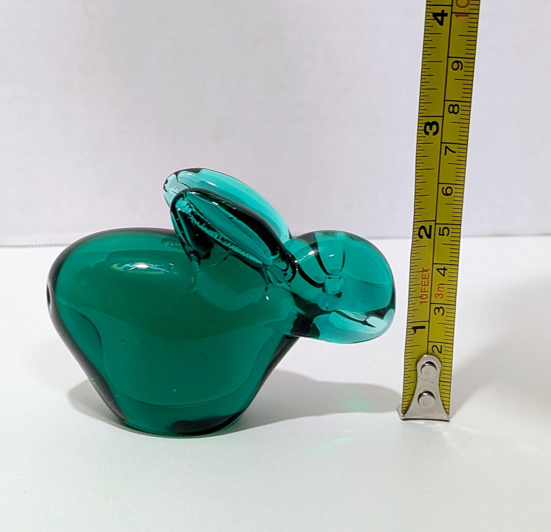 Enesco Art Glass Bunny Rabbit Figurine Paperweight Green 3.5" 6