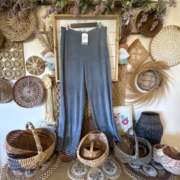 NWT Barefoot Dreams Rolled Edge Pant Size L Blue Cove