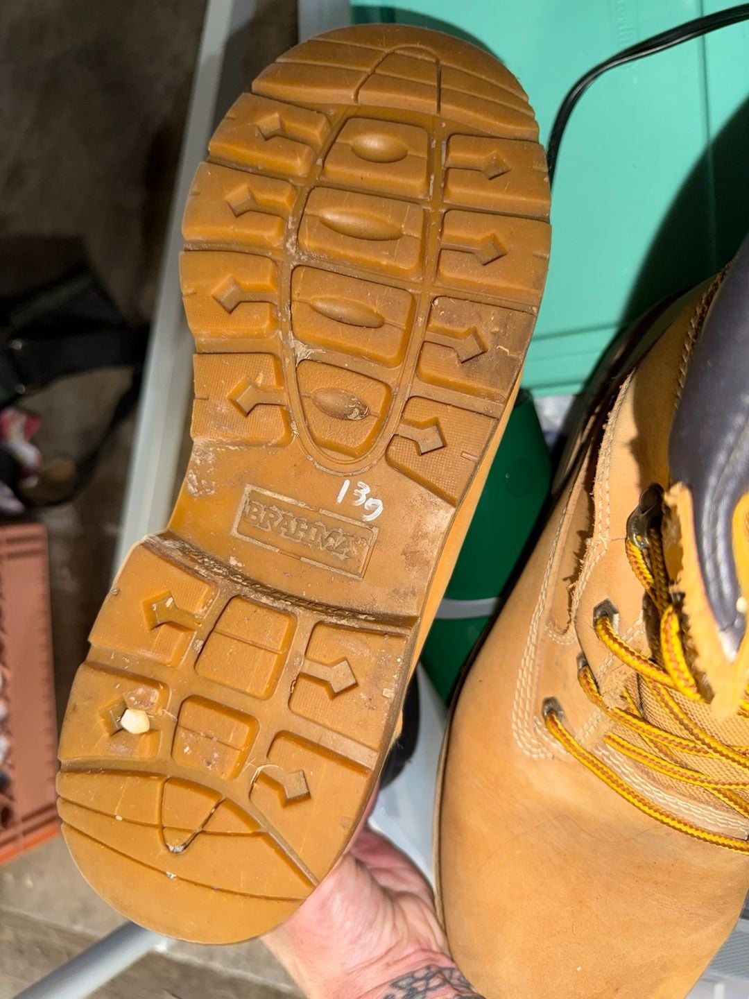 Brahma Hubert Waterproof Work Boots Size 12 XW Wheat Leather 5