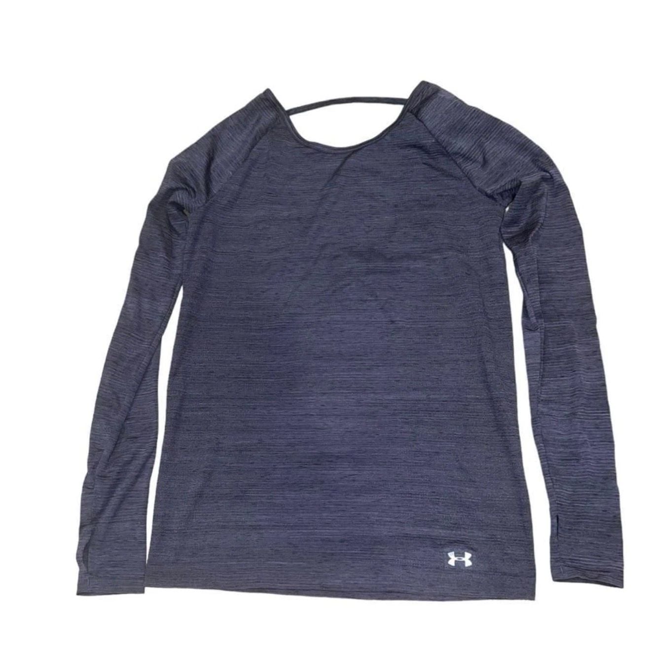 Under Armour Threadborne Seamless Long Sleeve Size XS Grey Open Back Top 2