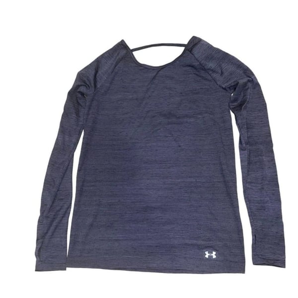 Under Armour Threadborne Seamless Long Sleeve Size XS Grey Open Back Top