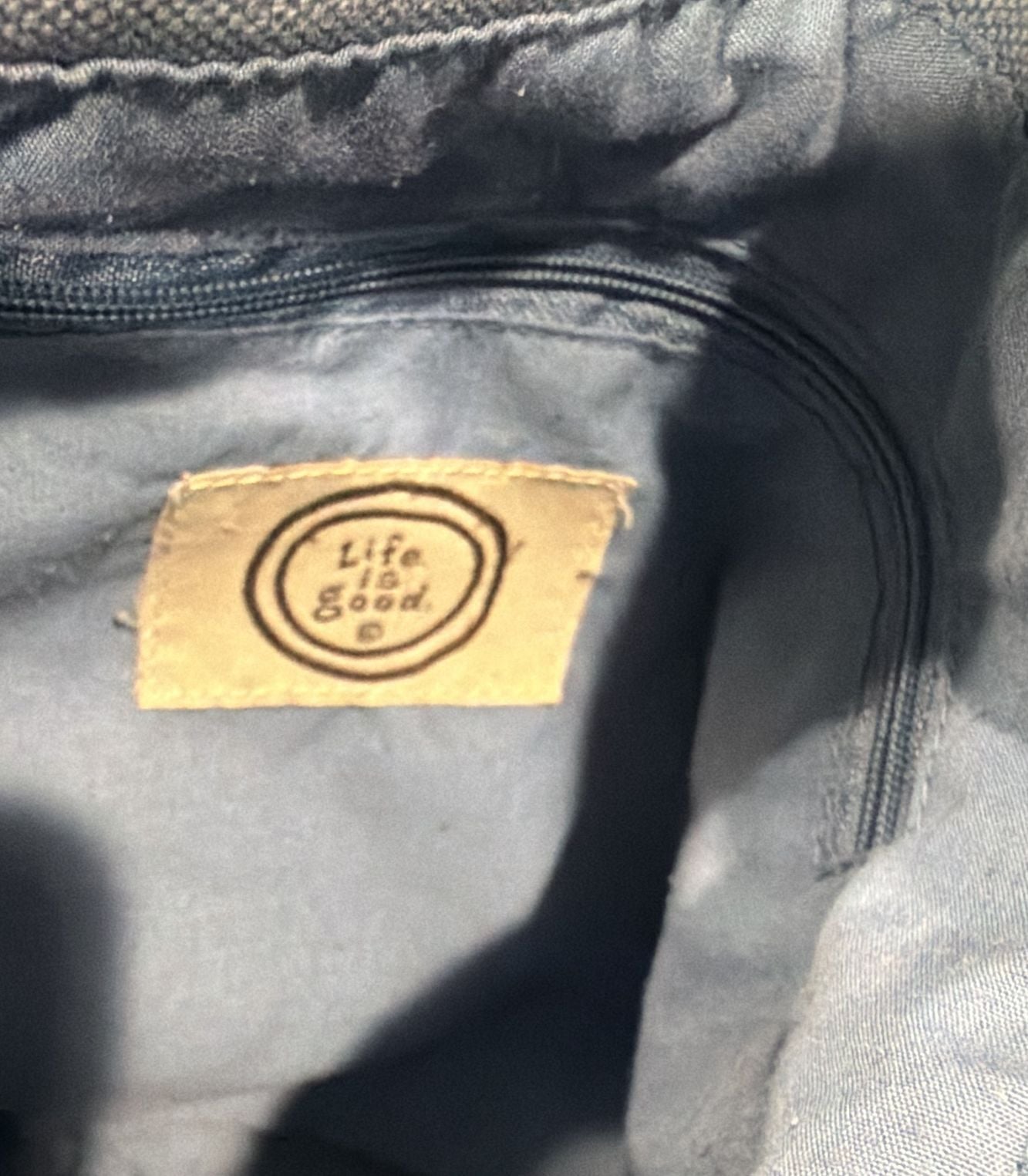 Life Is Good Blue Floral Denim Tote Bag 6