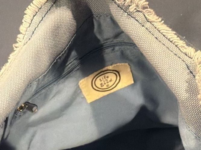 Life Is Good Blue Floral Denim Tote Bag 5