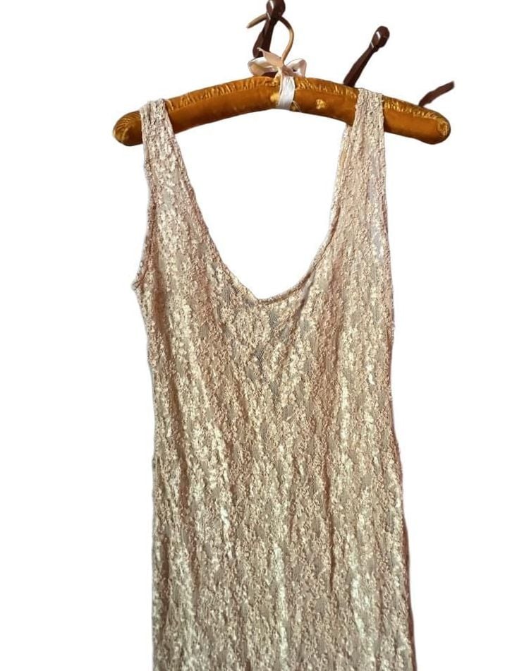 RARE VICTORIA SECRETS 70's SEXY LACE MAXI DRESS GORGEOUS BRIDE WEDDING M 3