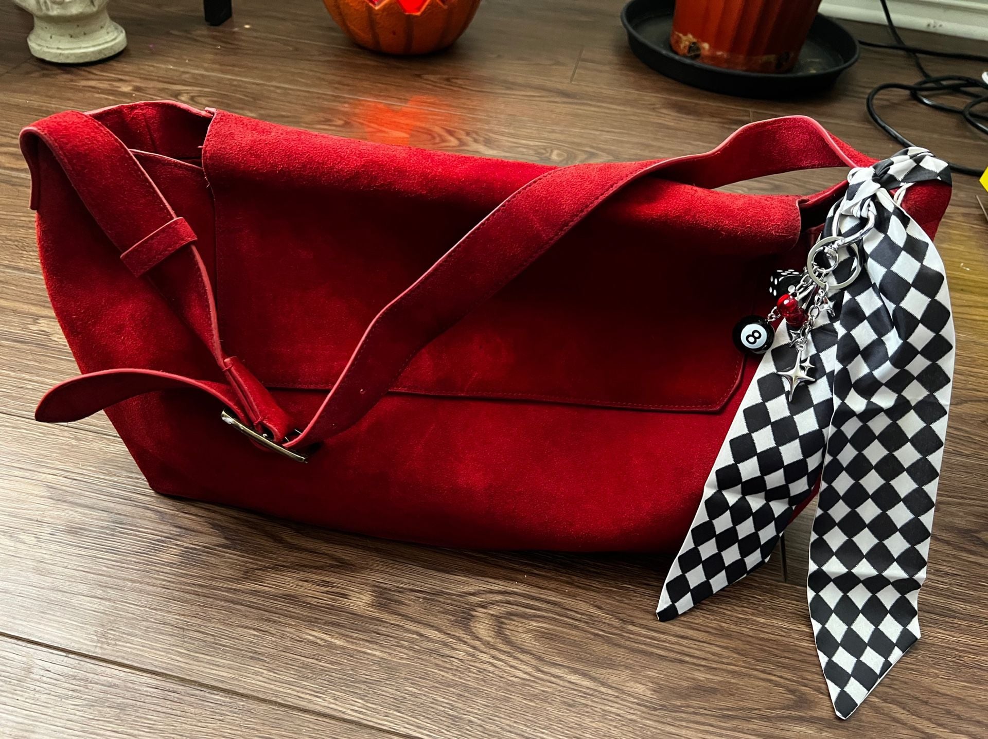 Free People Lottie Messenger Bag Red Suede 2