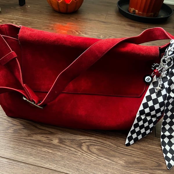 Free People Lottie Messenger Bag Red Suede