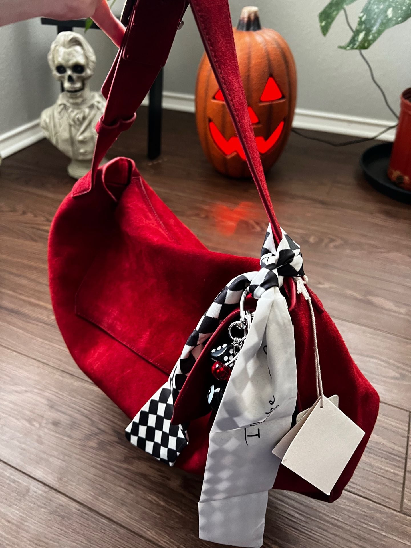 Free People Lottie Messenger Bag Red Suede 3