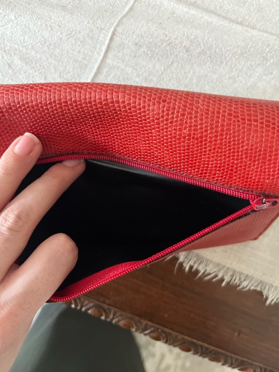 Sonia Lizard Skin Clutch Wallet Red Green Black 7