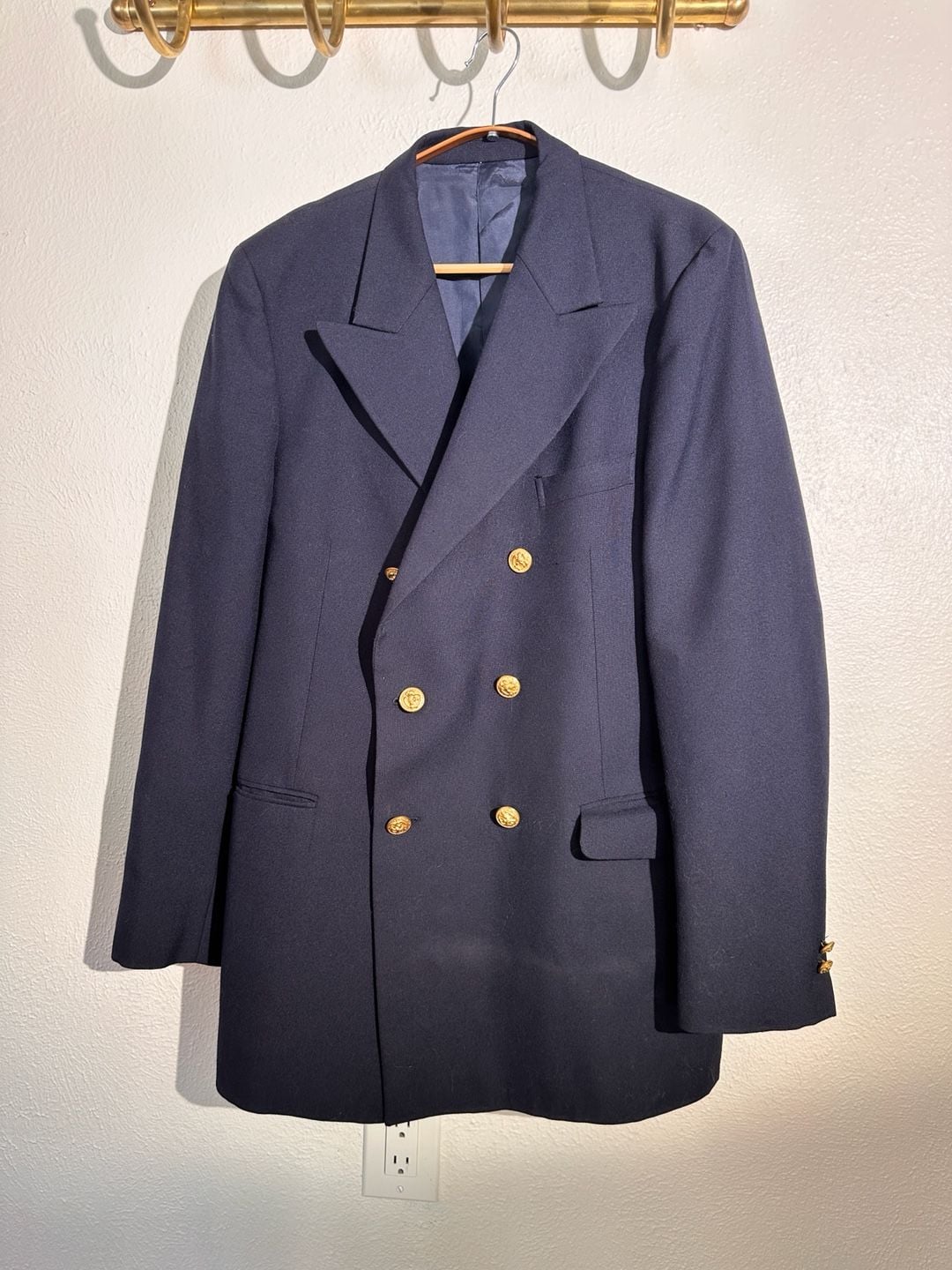 Yves Saint Laurent Double Breasted Blazer Navy Gold Buttons 2