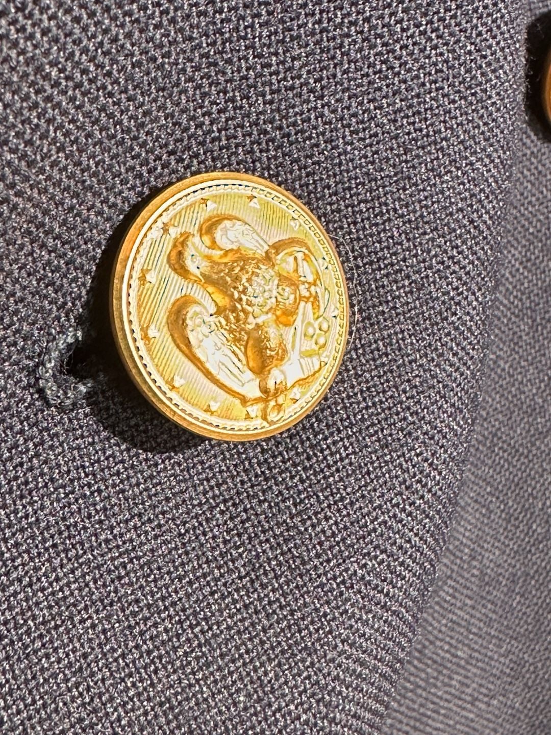 Yves Saint Laurent Double Breasted Blazer Navy Gold Buttons 5