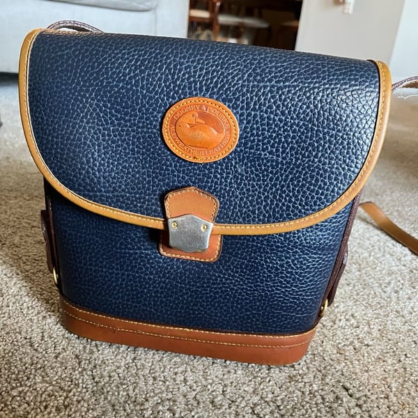 Dooney & Bourke All-Weather Leather Binocular Bag Navy Blue Crossbody