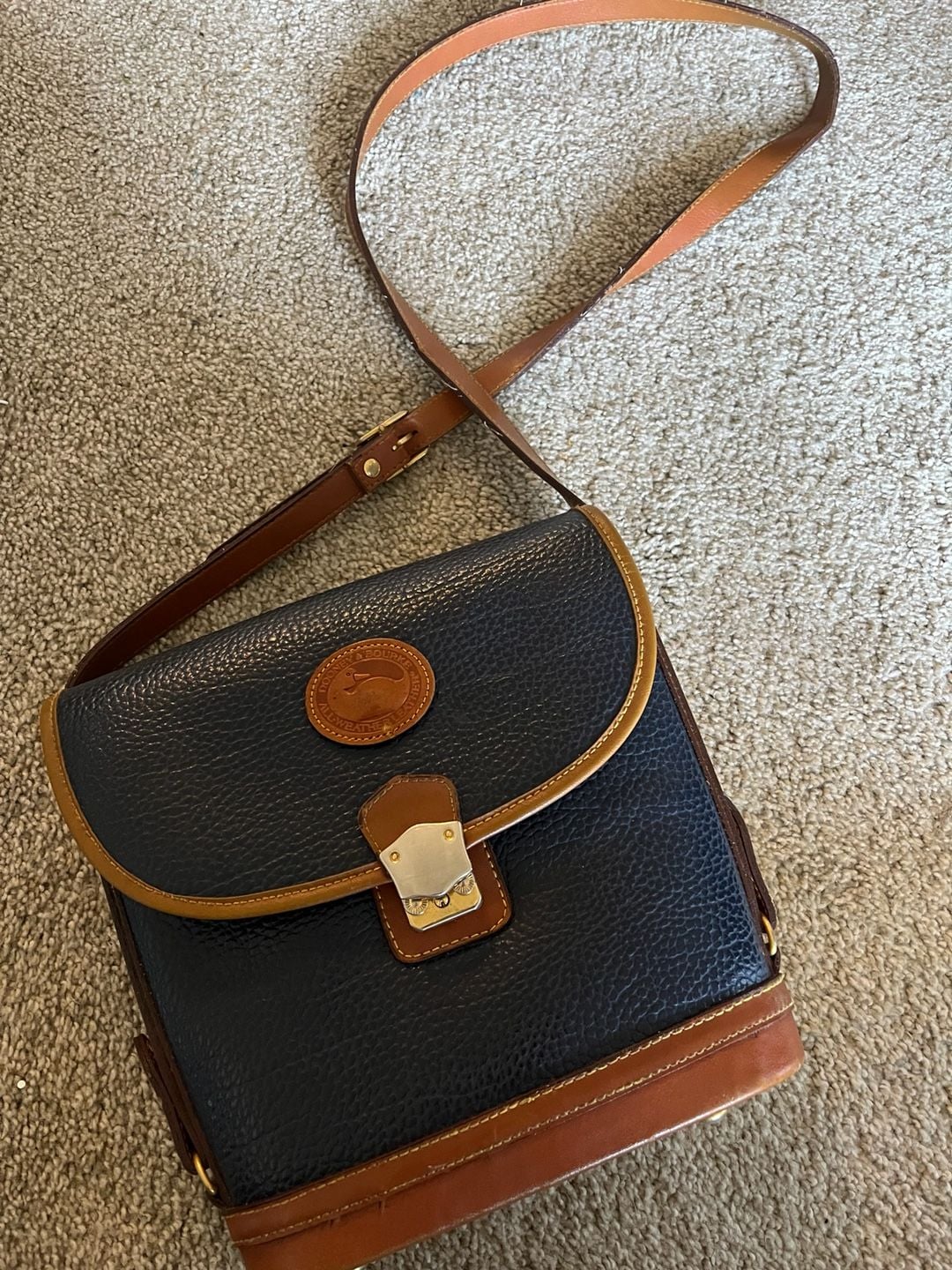 Dooney & Bourke All-Weather Leather Binocular Bag Navy Blue Crossbody 4