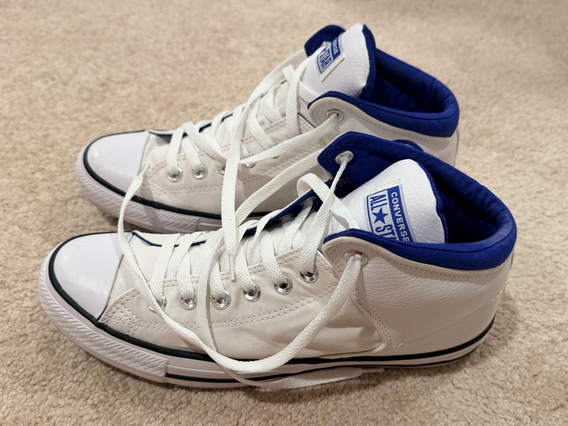 Converse Chuck Taylor All Star White & Blue High-Top Sneakers Unisex M9/W11.  7