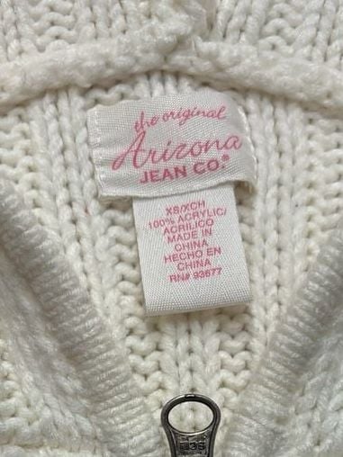 Arizona Jean Co. Cable Knit Zip Up Hoodie XS Cream White 7