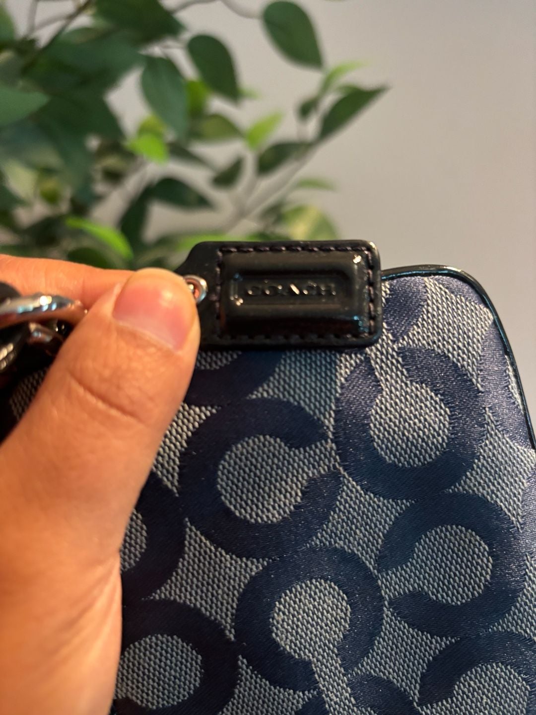 Coach Poppy Signature Op Art Wristlet Blue Black Metallic 5
