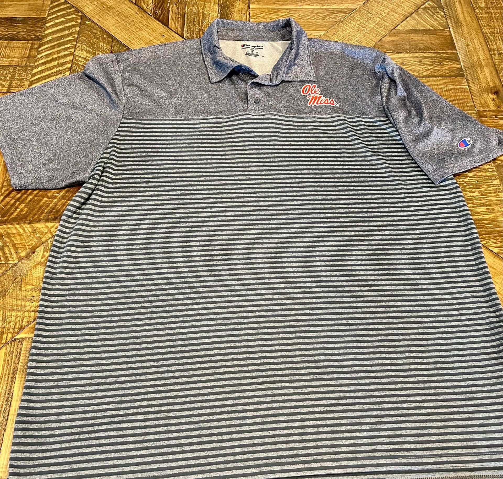 Champion Ole Miss Polo Shirt Size 2XL Gray Striped Golf 3