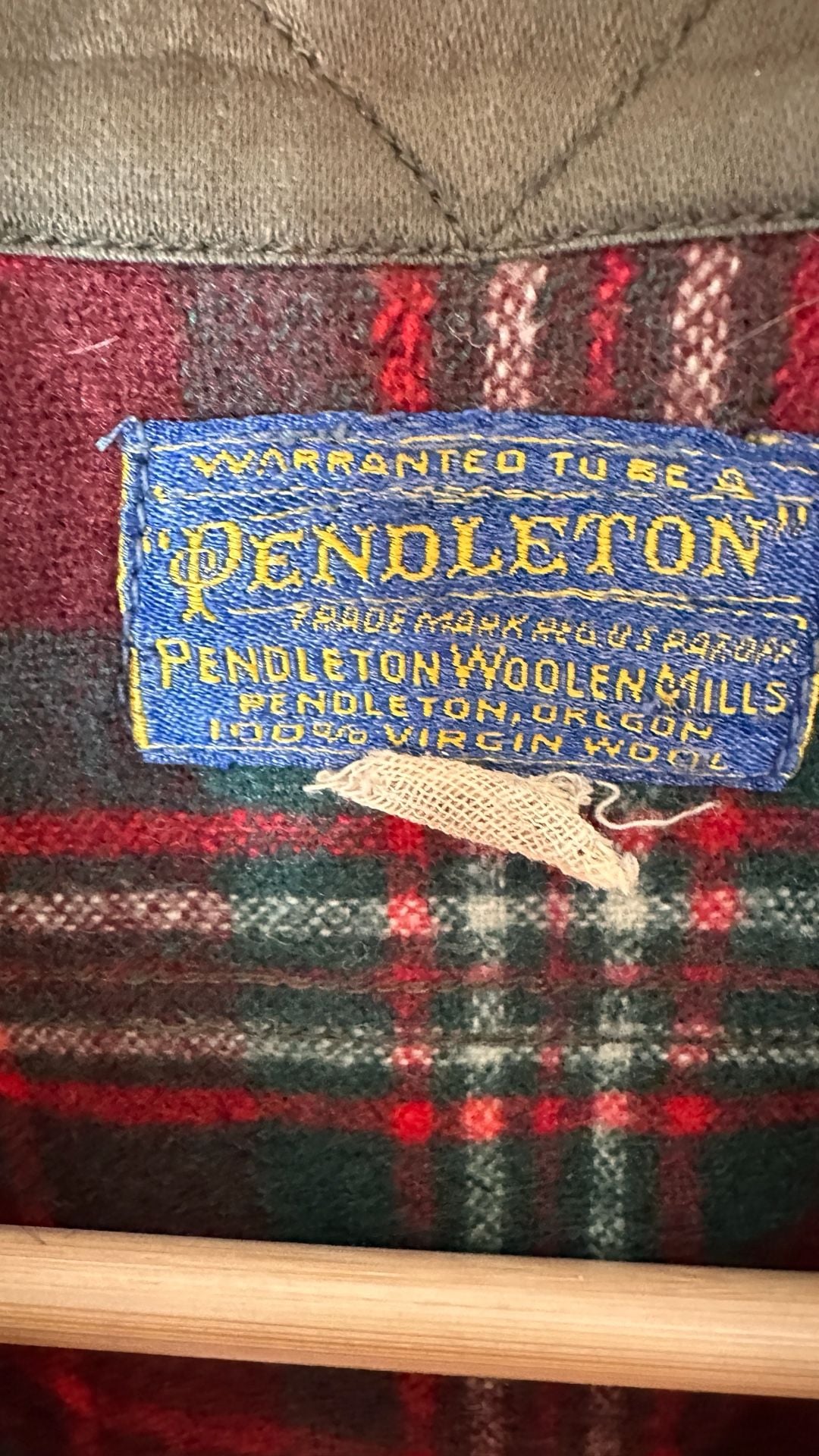 Pendleton Plaid Wool Flannel Shirt Red Green Virgin Wool Vintage 3