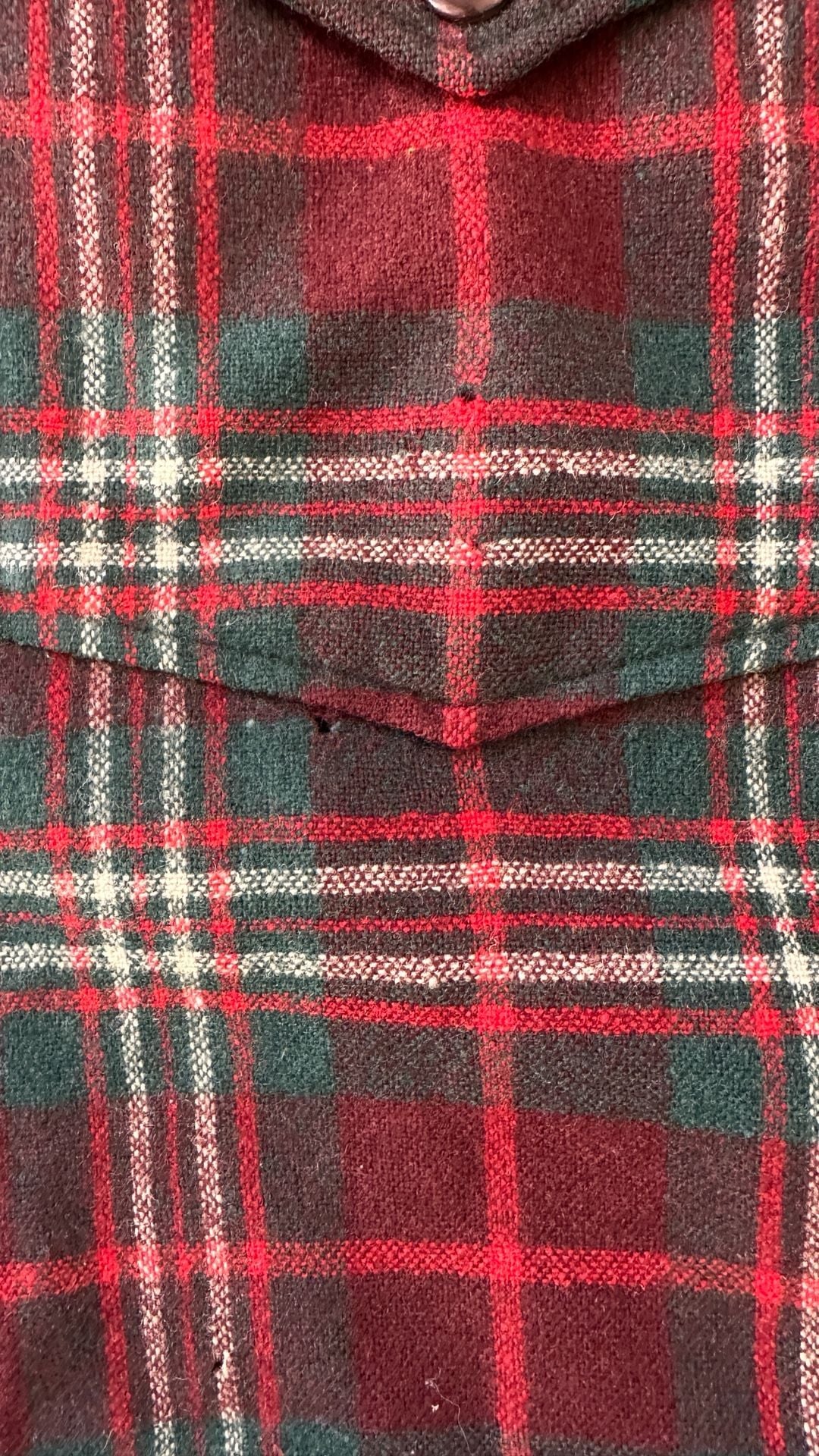 Pendleton Plaid Wool Flannel Shirt Red Green Virgin Wool Vintage 8