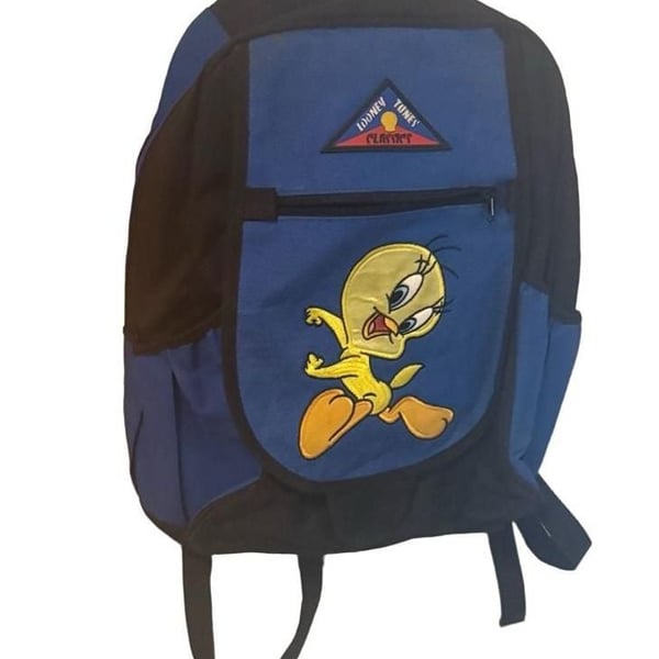 Looney Tunes Classics Tweety Bird Backpack Blue Black Vintage
