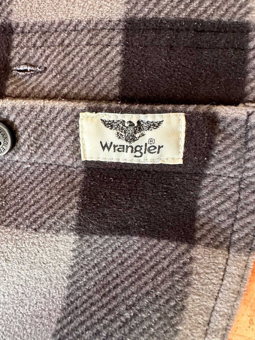 Wrangler Fleece Shirt Size L Gray Black Plaid Buffalo Check Long Sleeve 7