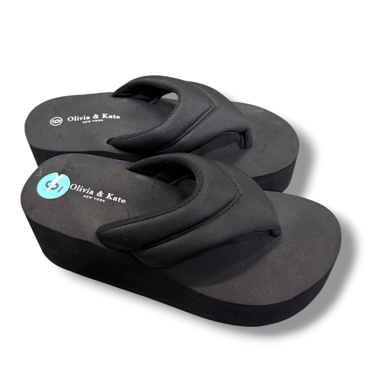 Olivia & Kate Platform Thong Sandals Size 6 Black 2
