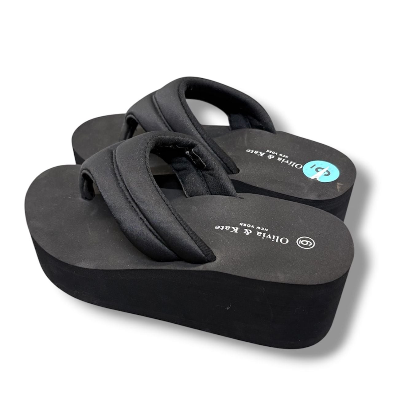 Olivia & Kate Platform Thong Sandals Size 6 Black 3