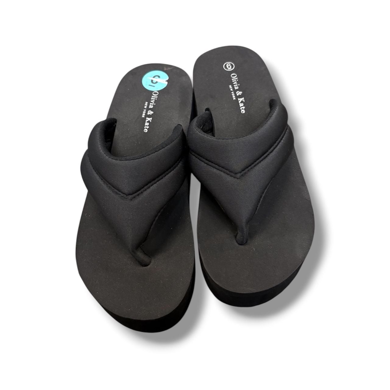 Olivia & Kate Platform Thong Sandals Size 6 Black 4