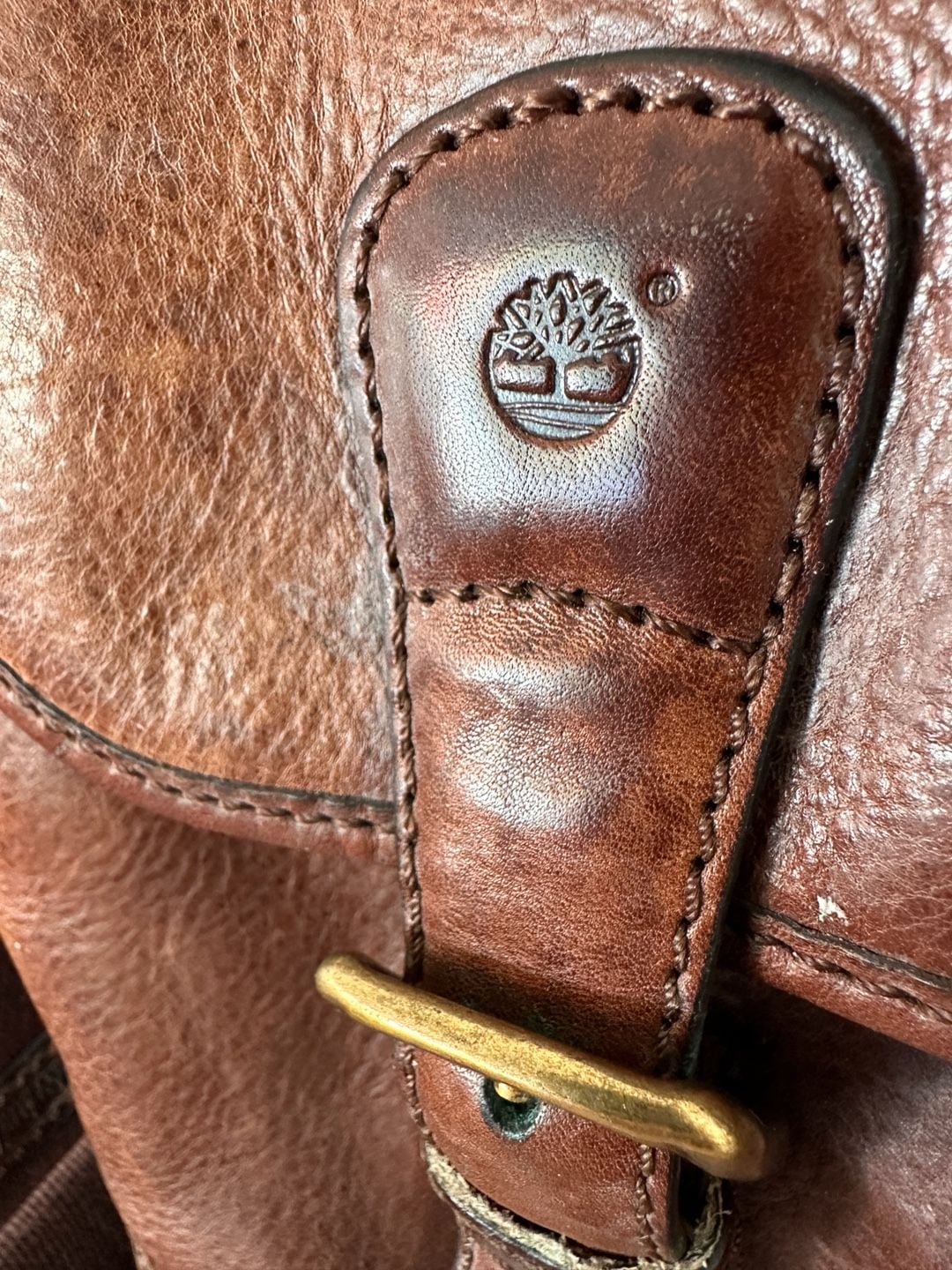 Timberland Brown Leather Messenger Bag Satchel 3