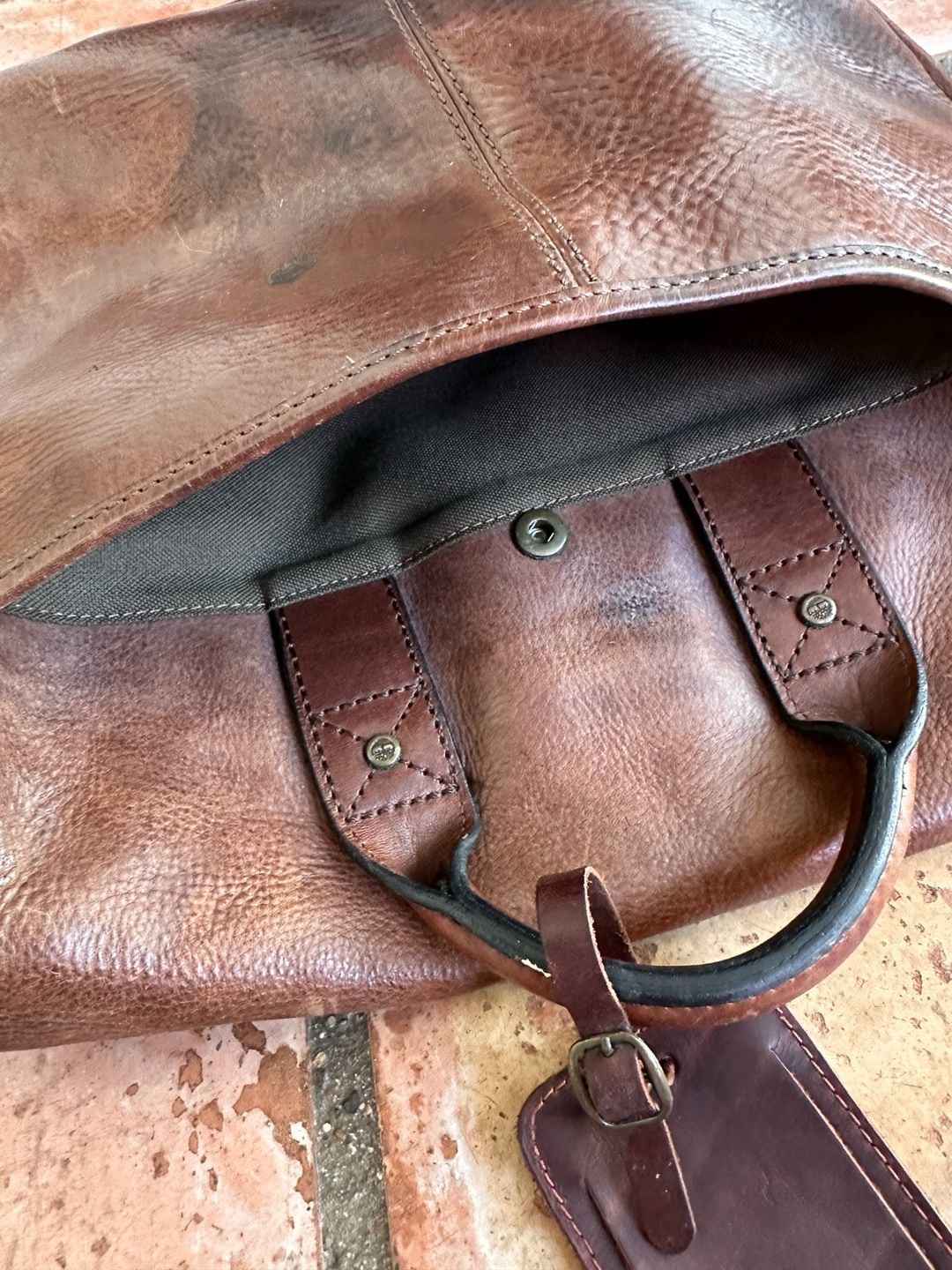 Timberland Brown Leather Messenger Bag Satchel 5