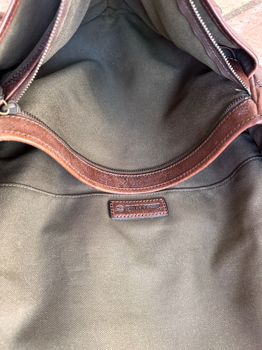 Timberland Brown Leather Messenger Bag Satchel 9
