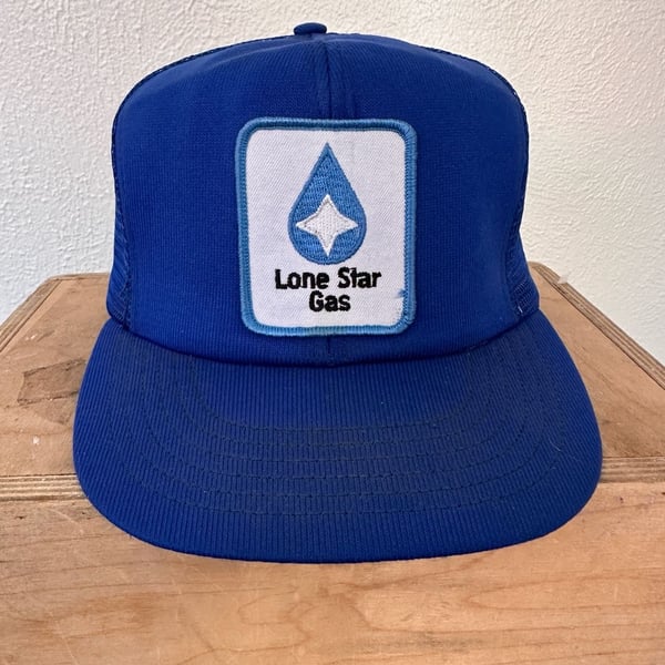 Vintage Lone Star Gas Trucker Hat Blue Snapback Mesh Patch