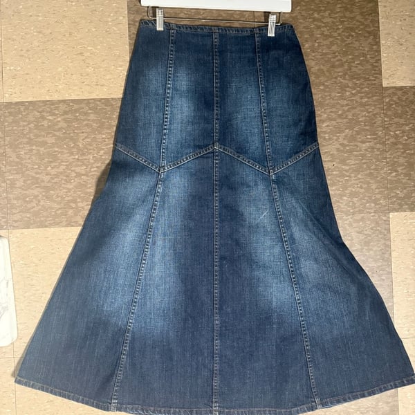 Harold's Denim Skirt Size 6 Blue Maxi Fishtail Mermaid Seamed