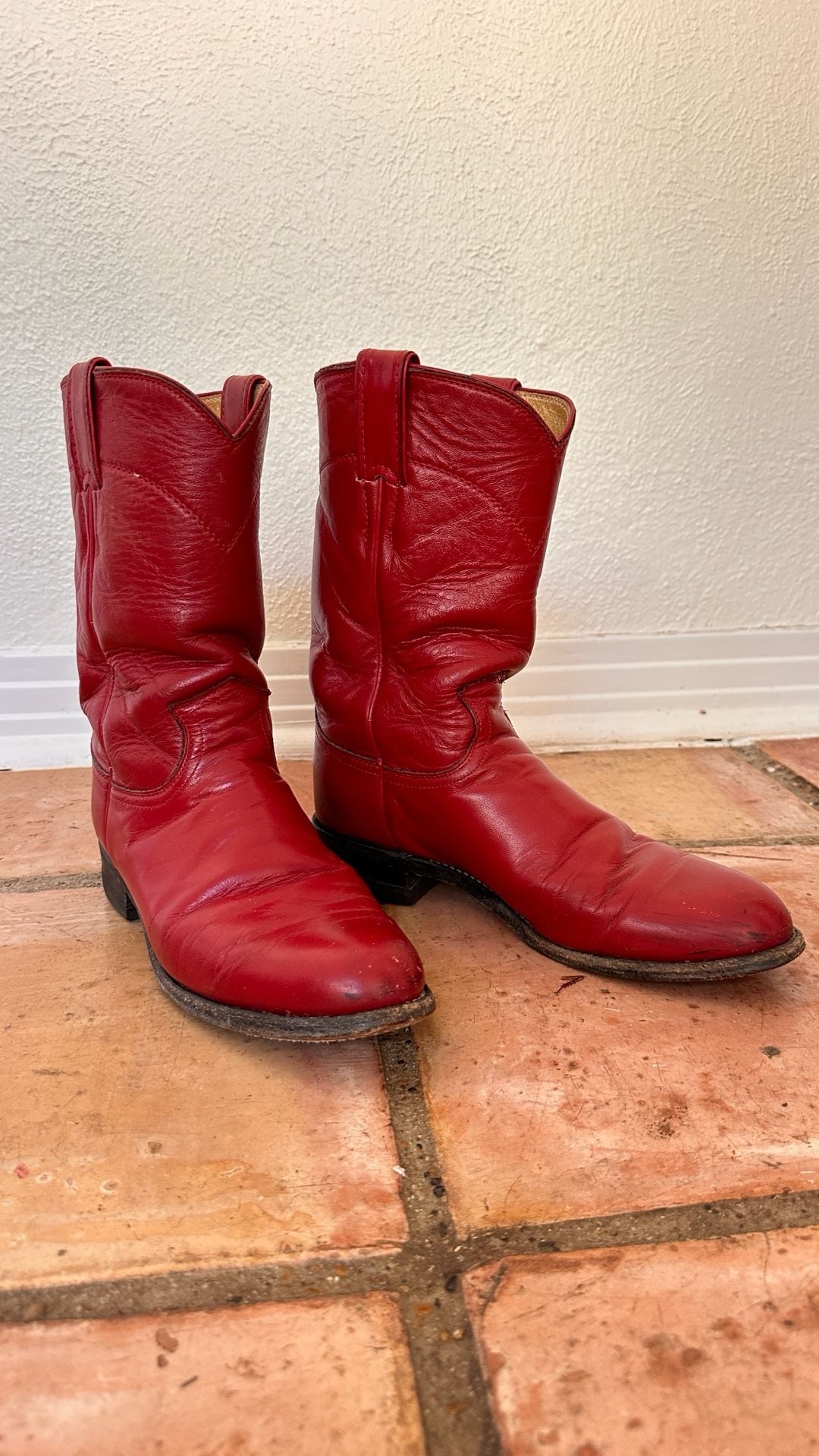 Justin Roper Western Boots L3055 Size 6.5C Red Leather 2