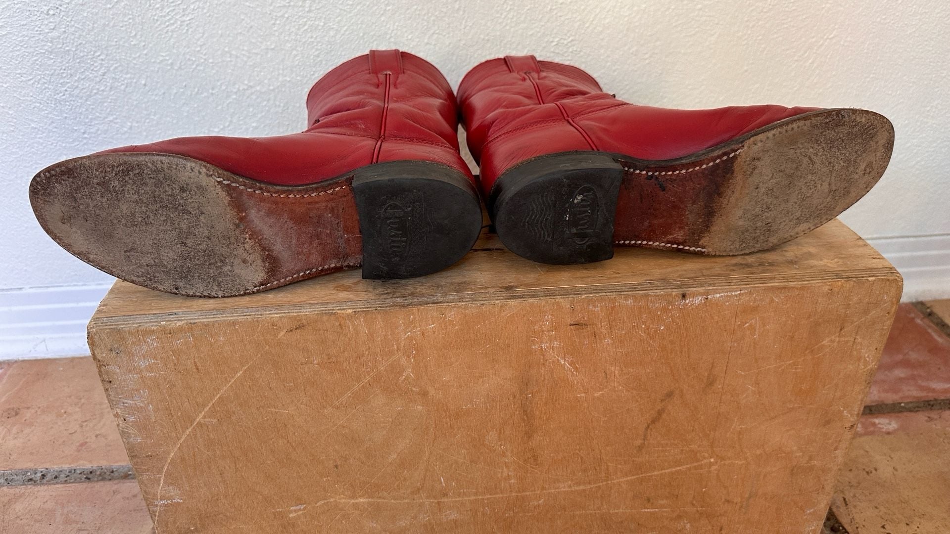 Justin Roper Western Boots L3055 Size 6.5C Red Leather 6
