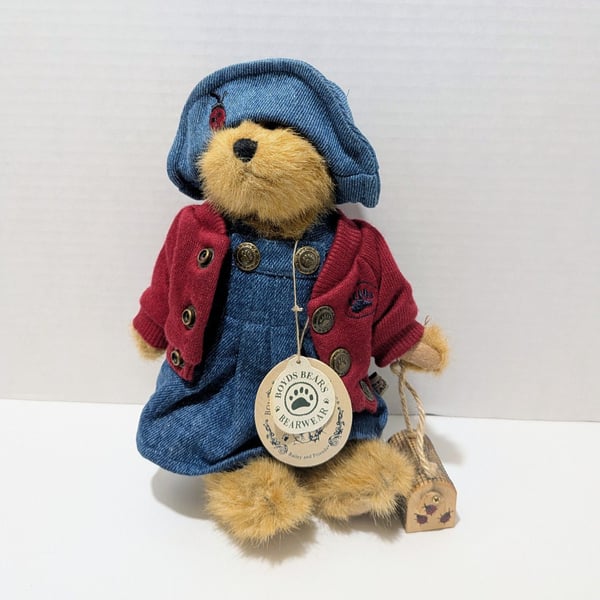 Boyds Bears Bailey Bear Plush Doll 9 Inch Denim Outfit With Bug Box Original Tag
