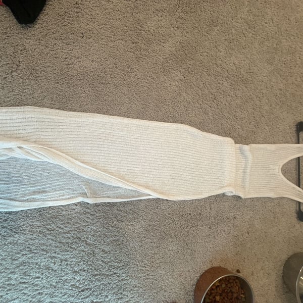 Sleeveless Semi-Sheer Hollow Out White Sweater Dress Maxi Dress