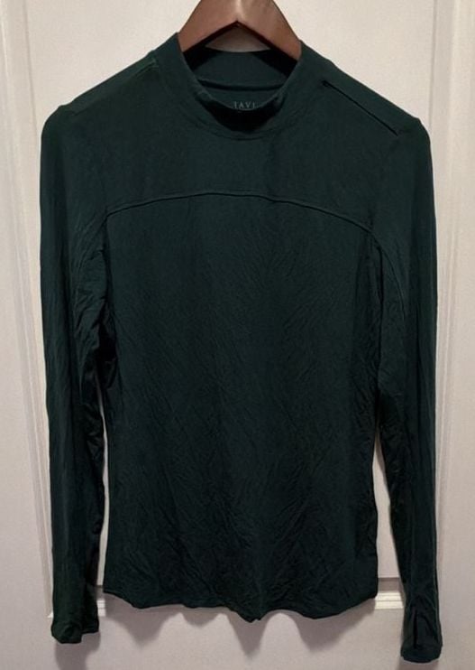 Tavi Restore Mock Neck Long Sleeve Size L Green Athletic Top 2