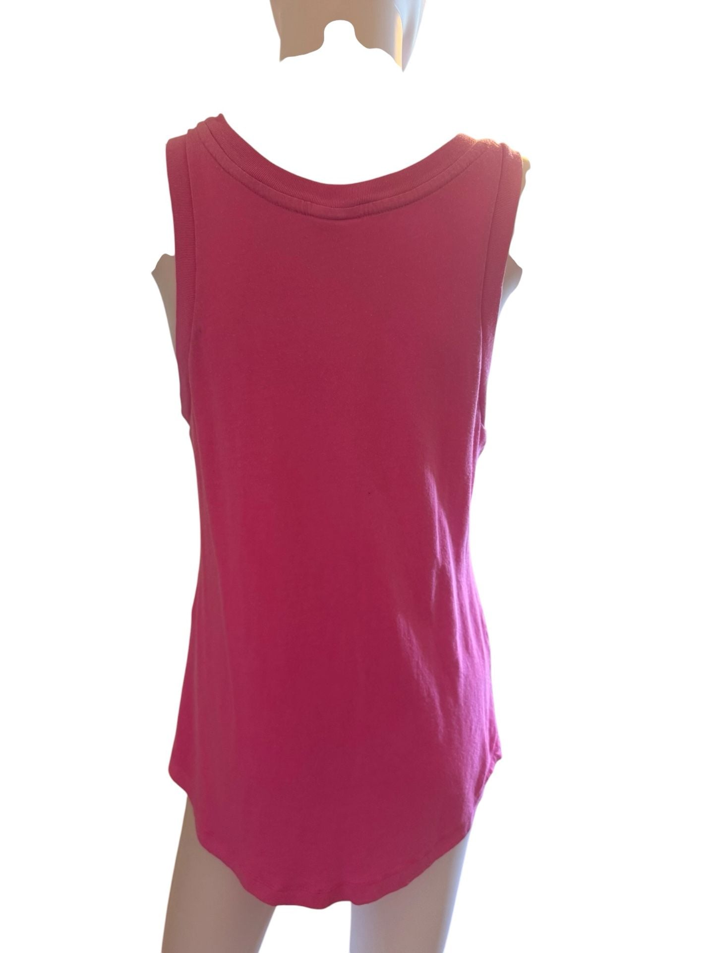 Victoria's Secret Pink Tank Top Size S Hot Pink Script Logo Scoop Neck 4