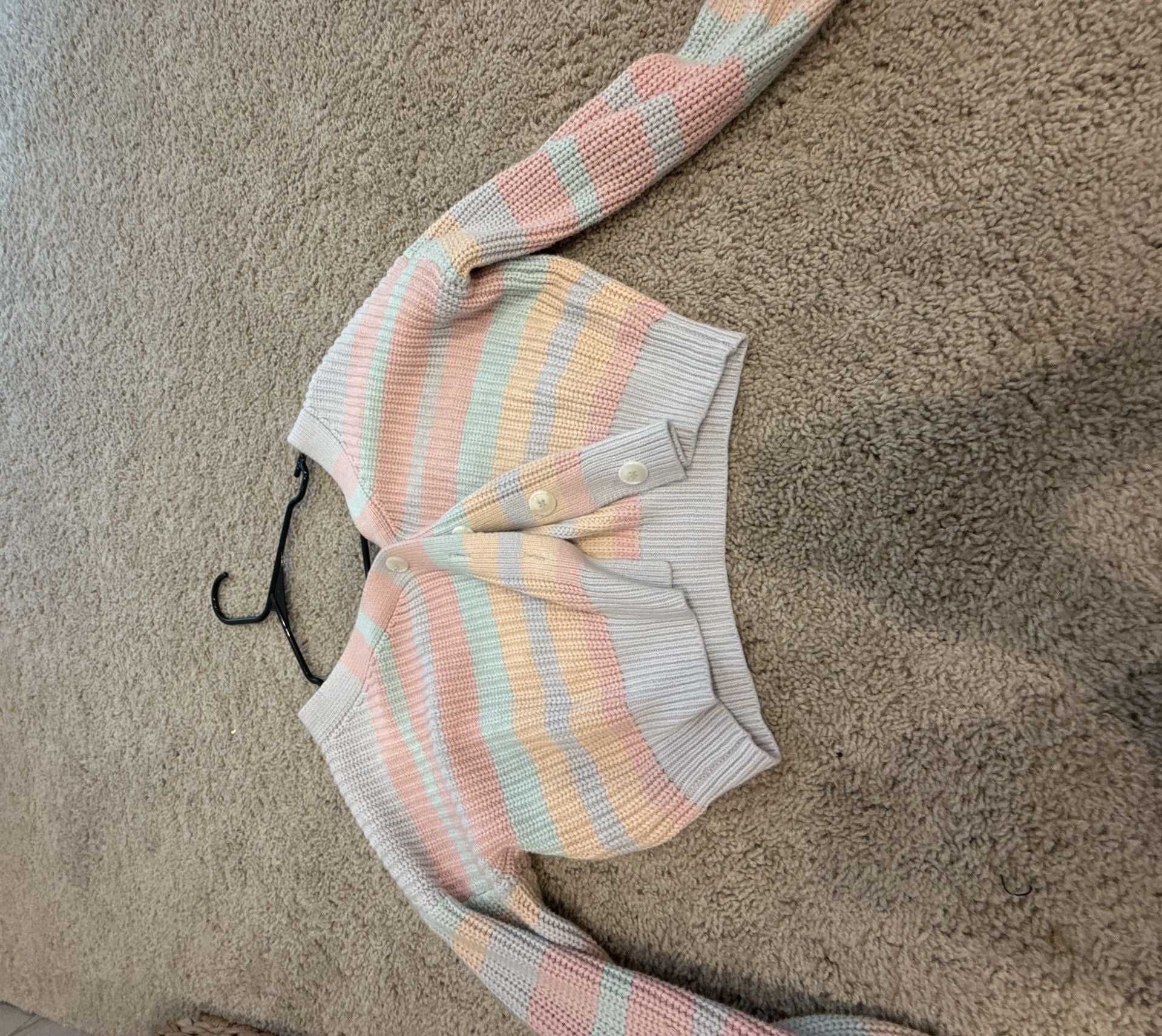 Jessica Simpson Pastel Striped Cropped Cardigan Sweater 1