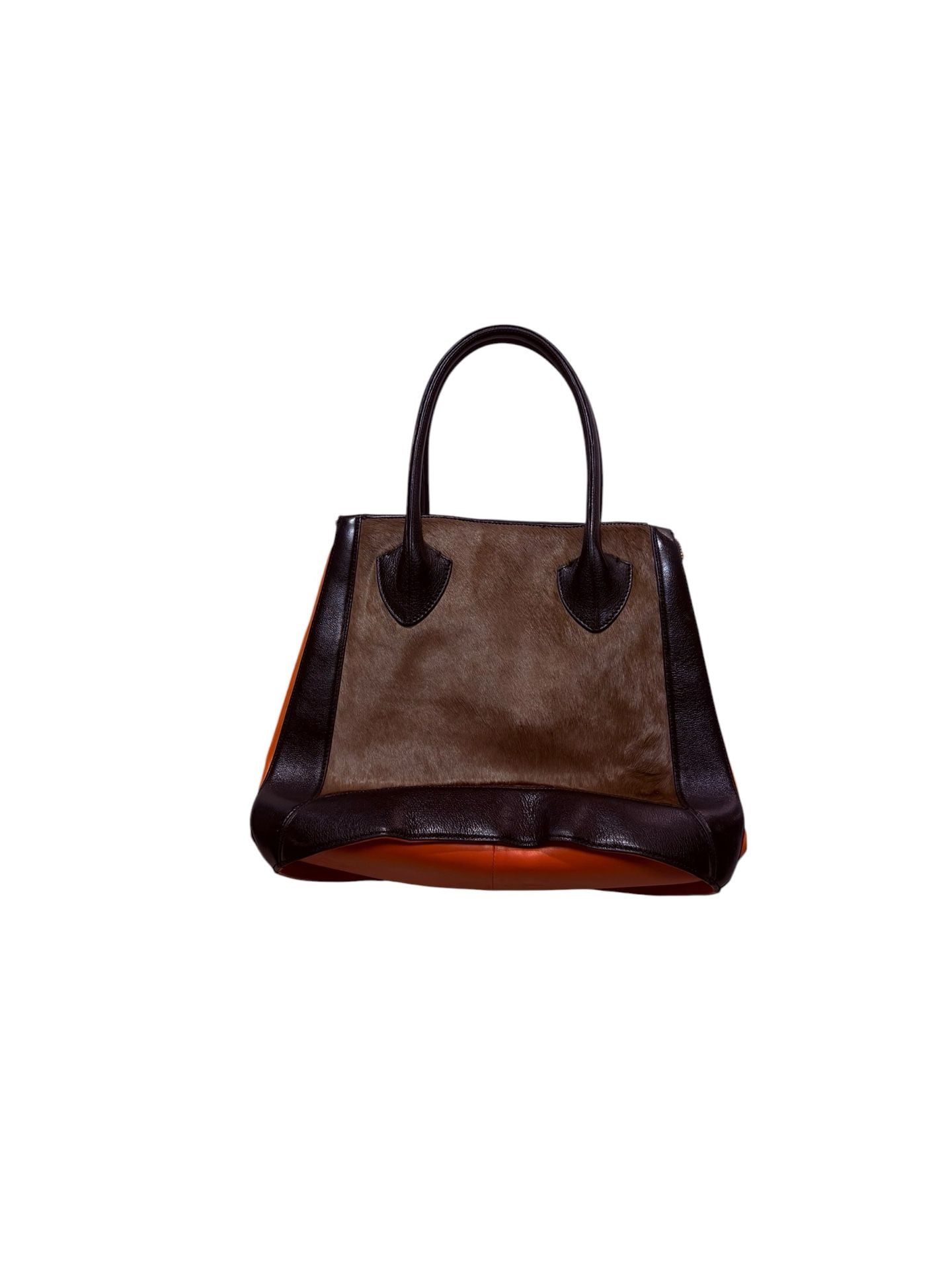 Pour La Victoire Calf Hair And Orange Leather Tote Handbag 4