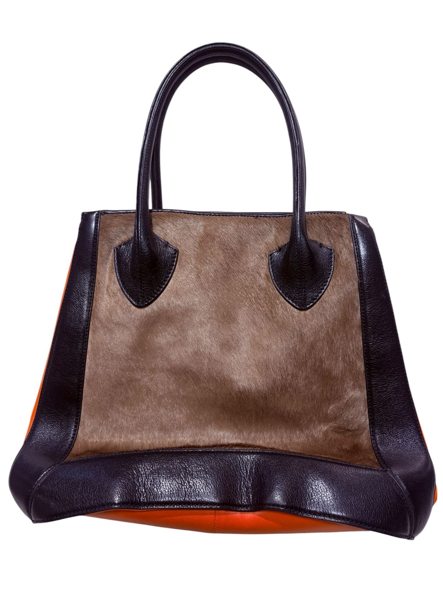 Pour La Victoire Calf Hair And Orange Leather Tote Handbag 7