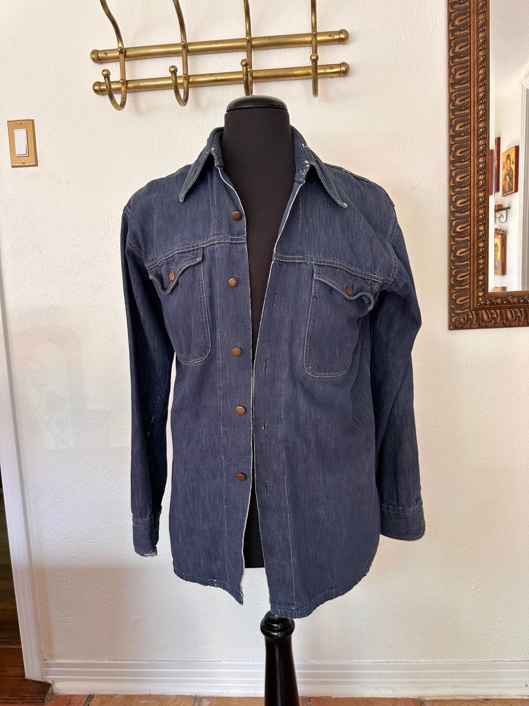 A&S Store Vintage Western Denim Shirt Size 16-16.5 2
